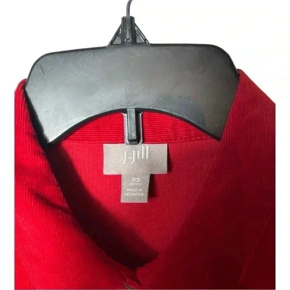 1852. J.JILL LONG SLEEVE CORDUROY MATERIAL FULL BUTTON UP TOP PLEATED BACK SZ XS - Picture 5 of 10